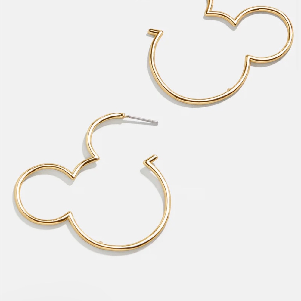 Disney Gold Mickey Outline Hoop Earrings